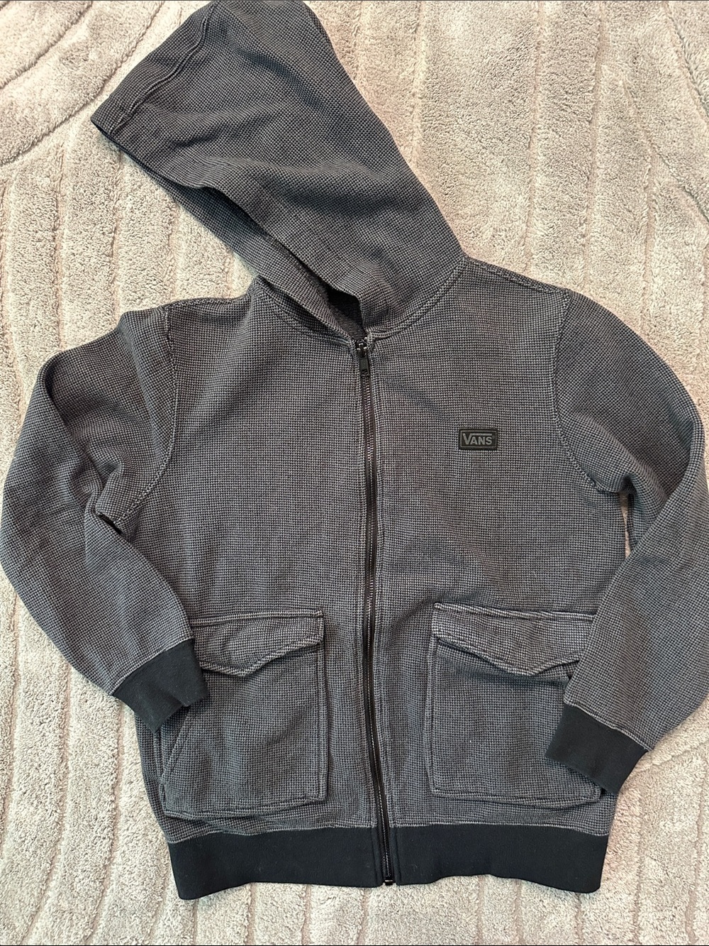 Vans Kids Charcoal Gray Waffle Zip Hoodie